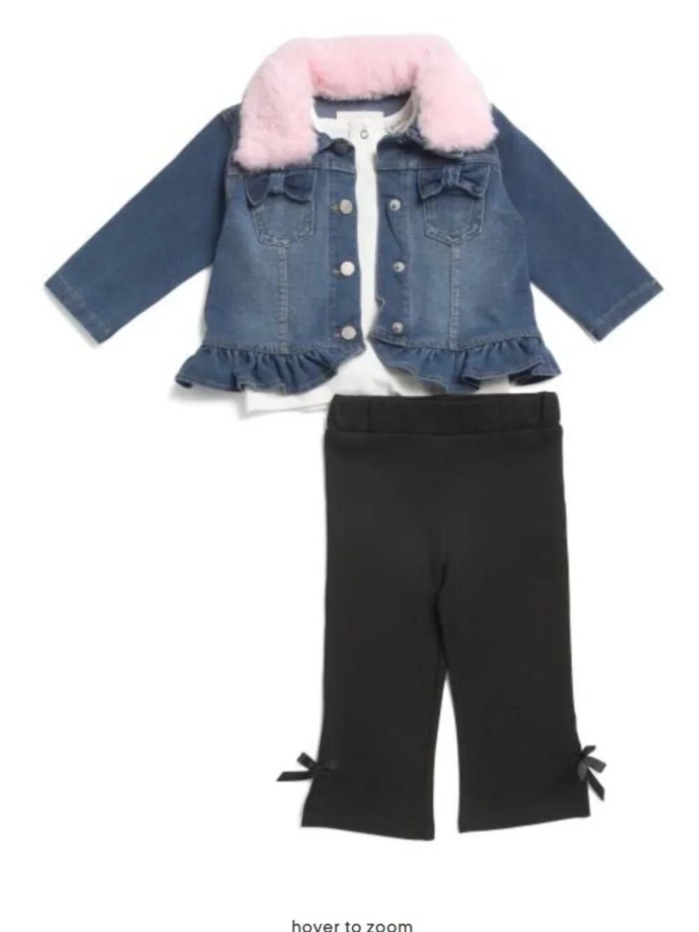 NWT HABITUAL Infant Girls 3pc Denim Jacket Top And Pants Set